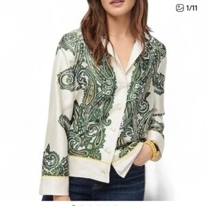J. Crew Green Paisley Button Down Shirt